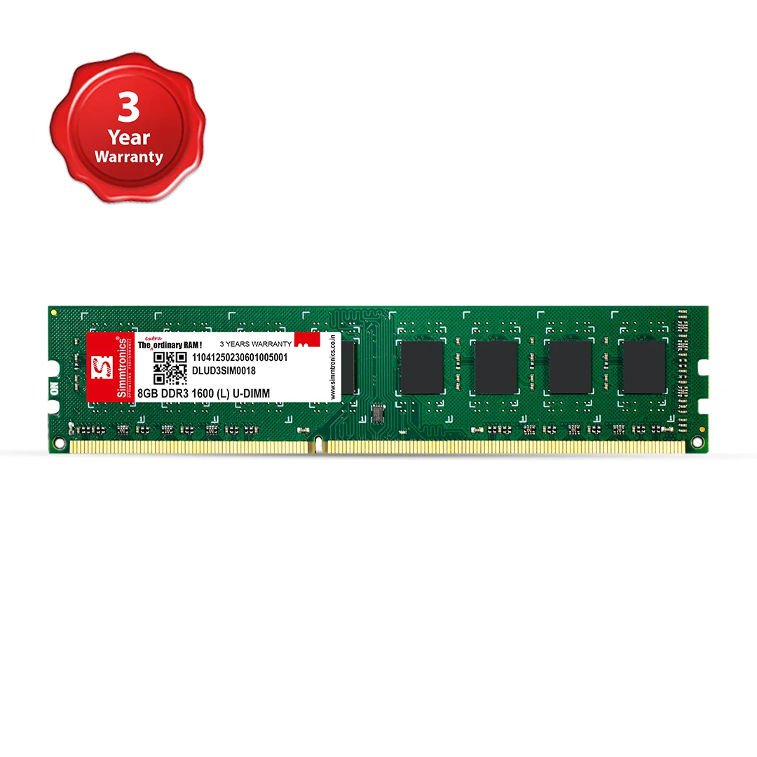 Simmtronics 8GB DDR3 DESKTOP RAM 1600MHz(L)